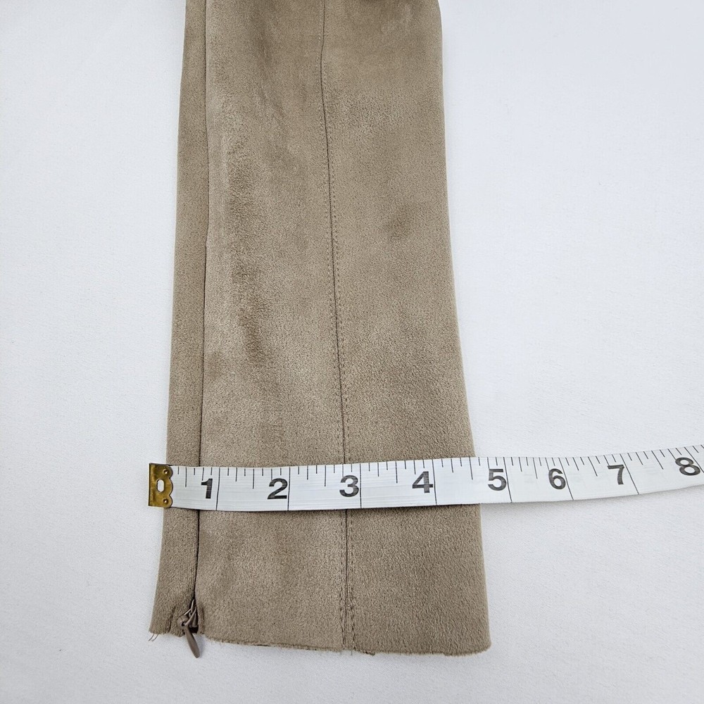 Zara Women Faux Suede Leggins Size Small Color Brown Tan Elastic Waistband Comfy - Picture 10 of 13